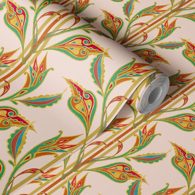 Papel Pintado Fantasía Vino de hojas rojas, verdes y doradas en  (Subido por el creador)