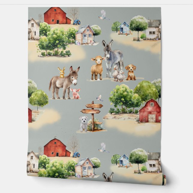 Papel Pintado Farm Land Pattern Kids Room (Desenrollar)