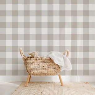 Papel Pintado Farmhouse Gingham Dove Gray