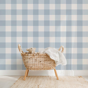 Papel Pintado Farmhouse Gingham Dusty Blue