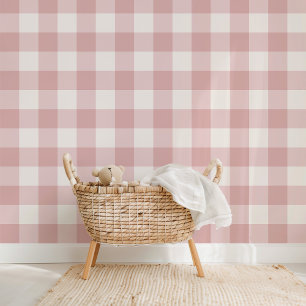 Papel Pintado Farmhouse Gingham Dusty Rosa