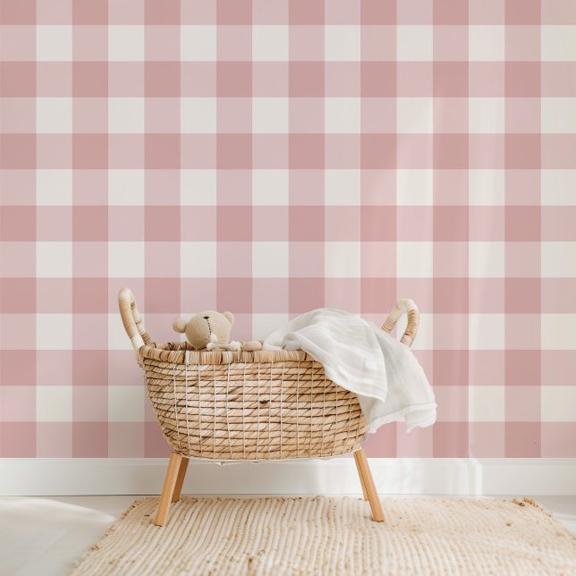 Papel Pintado Farmhouse Gingham Dusty Rosa (Subido por el creador)