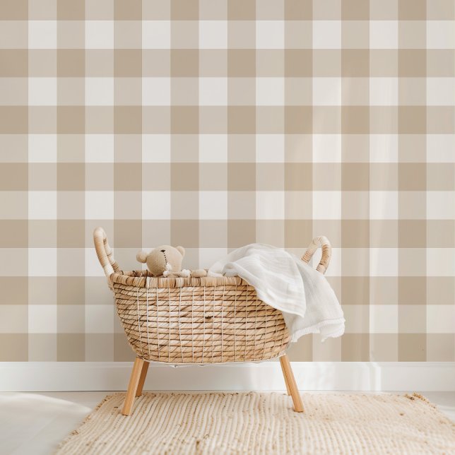 Papel Pintado Farmhouse Gingham Khaki Tan (Subido por el creador)