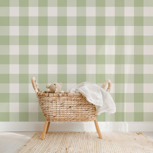 Papel Pintado Farmhouse Gingham Sage Green
