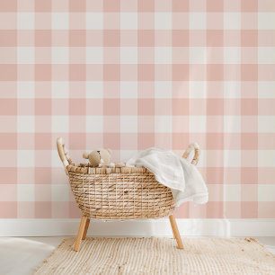Papel Pintado Farmhouse Gingham Sweet Peach