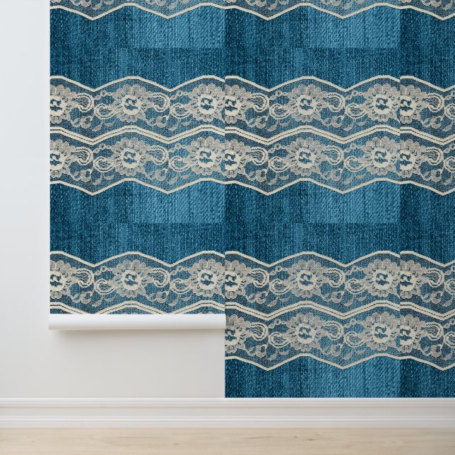 Papel Pintado Faux Denim & Lace (Solicitud)