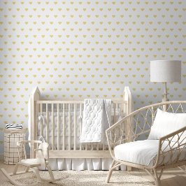 Papel Pintado Faux Gold Hearts Nursery Kids Room Home Wall Decou