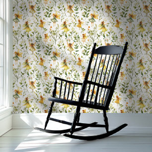 Papel Pintado Fe de Cottagecore Patrón floral verde amarillo