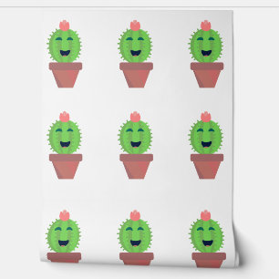 Papel Pintado Feliz Cactus Divertido Suculento Carácter