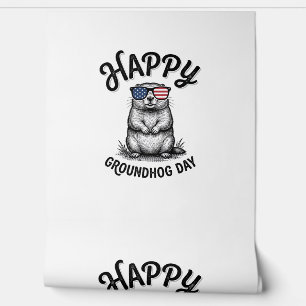 Papel Pintado Feliz Día de la Marmota Diseño de Camiseta de Grab