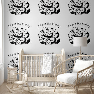 Papel Pintado Feliz familia Panda Personalizado Textos Graciosos