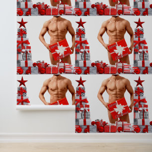 Papel Pintado Feliz Navidad SlipperyJoe regalo rojo blanco plata