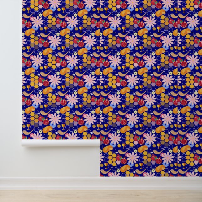 Papel Pintado Feliz Rosh Hashanah Patrón floral de Año Nuevo jud (Solicitud)