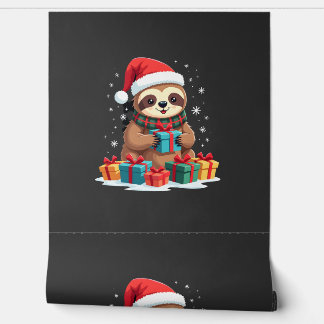 Papel Pintado Feliz Slothmas lindo perezoso de Navidad sombrero 