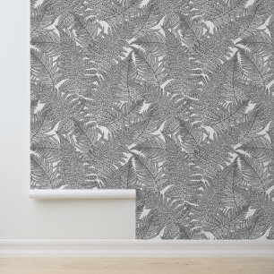 Papel Pintado Fern en blanco y negro