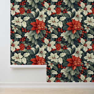 Papel Pintado Festividad de Navidades de flores de Poinsettia