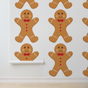 Papel Pintado Festividad divertida Gingerbread Man Stick y Peel