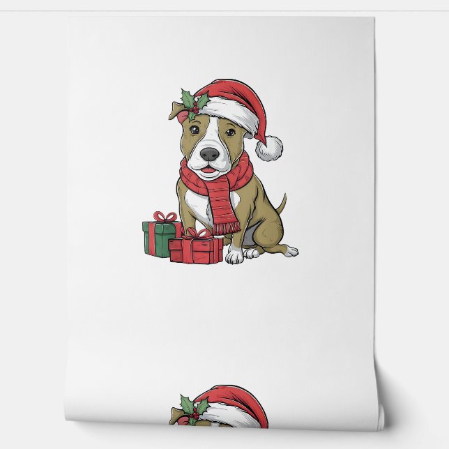 Papel Pintado Fiesta de Navidad Decoración Perro de Pitbull (Desenrollar)