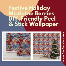 Papel Pintado Fiesta festiva Mistletoe Berries DIY Peel & Stick