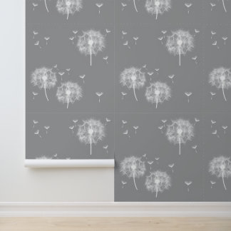 Papel Pintado Filigrane weiße Pusteblumen auf edlem Grau - 