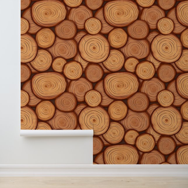 Papel Pintado Finales de Faux Wood Log (Solicitud)