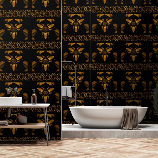 Papel Pintado Fire Lotus Golden Yellow 1 (Baño)