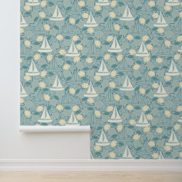 Papel Pintado Fish Sailboat Sea Life Pattern