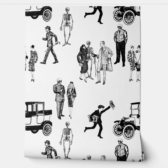 Papel Pintado Flappers de esqueletos de los años 1920 siniestro  (Desenrollar)