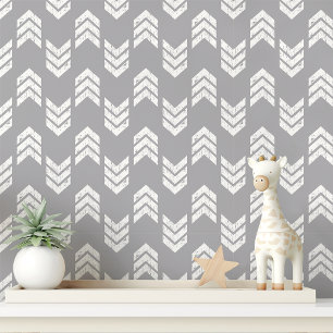 Papel Pintado Flecha Chevron Gris