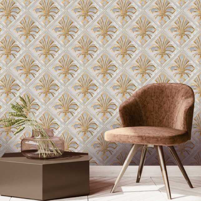 Papel Pintado Fleur-de-lis Art Deco - perla y oro (Subido por el creador)
