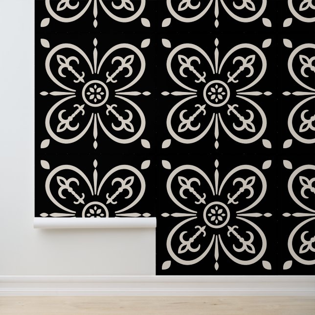 Papel Pintado Fleur Du Lys Geométrico Negro Y Blanco (Solicitud)