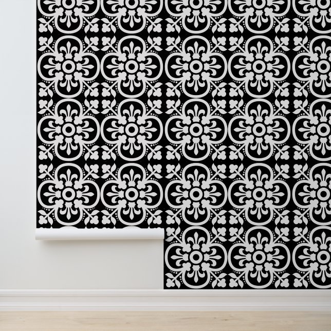 Papel Pintado Fleur Du Lys Geométrico Negro Y Blanco (Solicitud)