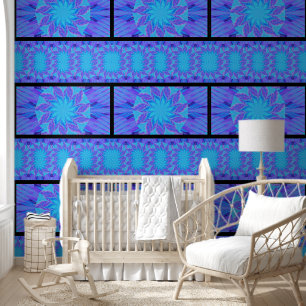Papel Pintado Flor azul cielo silvestre en morado