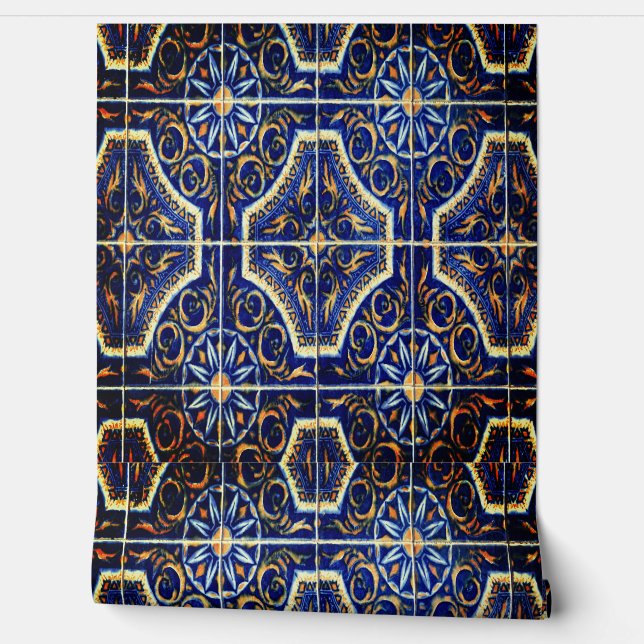 Papel Pintado Flor azul floral (Desenrollar)