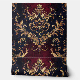 Papel Pintado Flor barroca escarlata y dorada