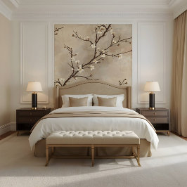 Papel Pintado Flor Blanca Elegante Rama Mínima