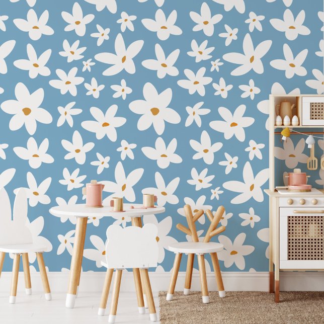 Papel Pintado Flor blanca suave (In situ - play room)