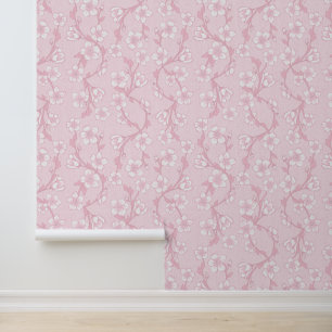 Papel Pintado Flor botánica rosa moderna