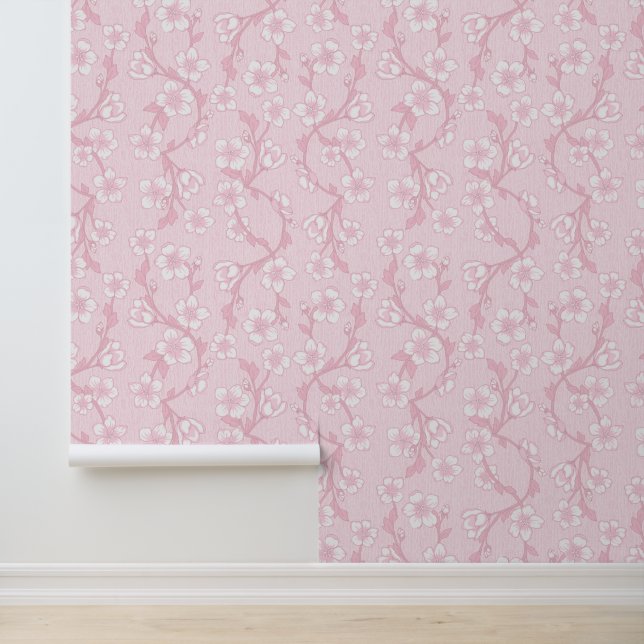 Papel Pintado Flor botánica rosa moderna (Solicitud)