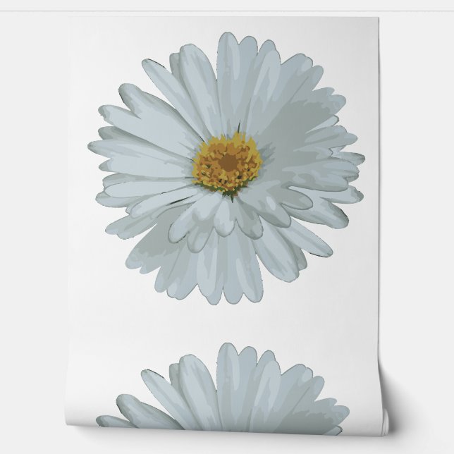 Papel Pintado Flor de Acuarela Blanca (Desenrollar)