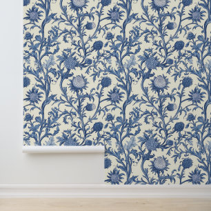 Papel Pintado Flor de Cardo Silvestre Floral Azul 