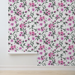 Papel Pintado Flor de cerezo blanco en blanco