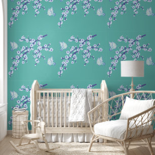 Papel Pintado Flor de cerezo - Mariposa de rama 10a