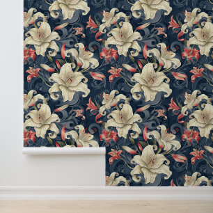 Papel Pintado Flor de colmenillas y lirios de crema