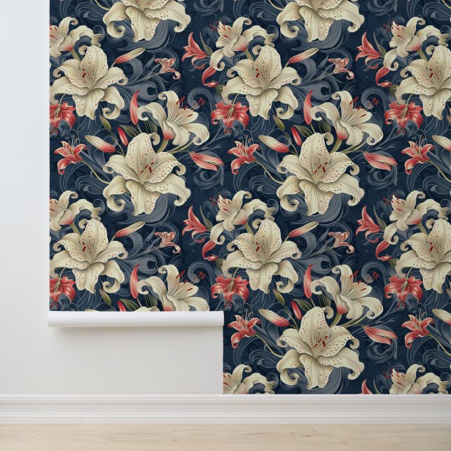 Papel Pintado Flor de colmenillas y lirios de crema (Solicitud)