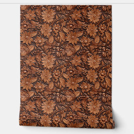 Papel Pintado Flor de cuero falso de Boho Brown