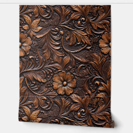 Papel Pintado Flor de cuero negro marrón