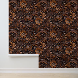 Papel Pintado Flor de cuero negro marrón