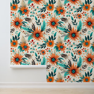 Papel Pintado Flor de estampado floral enlosada