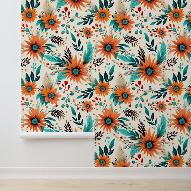 Papel Pintado Flor de estampado floral enlosada (Solicitud)